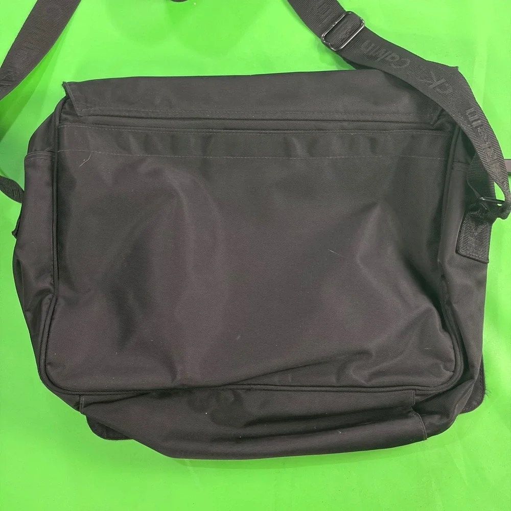 Calvin Klein Messenger Bag Black Nylon CL Logo Crossbody Laptop School Office